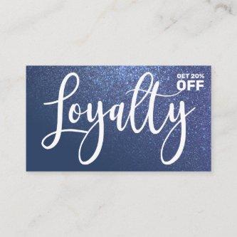 Chic Navy Blue Glitter Gradient Typography Loyalty Card