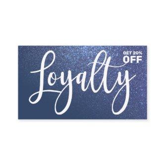 Chic Navy Blue Glitter Gradient Typography Loyalty Card