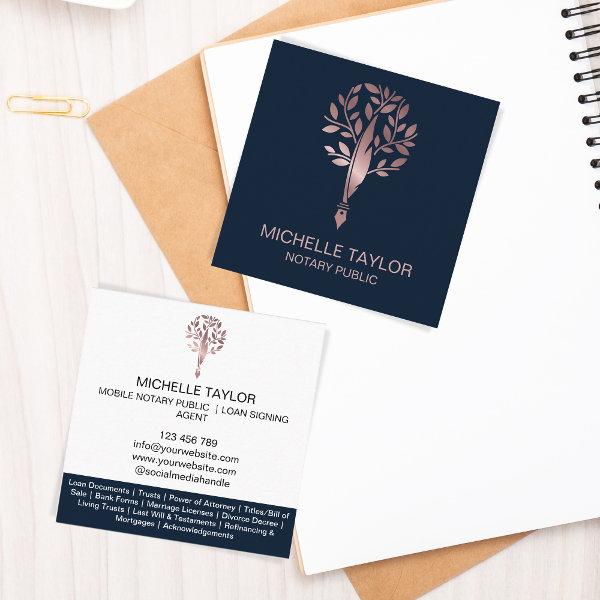 Chic Notary Loan Signing Agent Rose Gold Modern Square