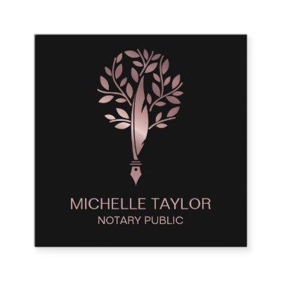 Chic Notary Loan Signing Agent Rose Gold Modern Square
