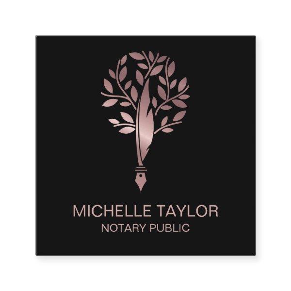 Chic Notary Loan Signing Agent Rose Gold Modern Square