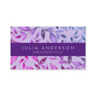 Chic Ombre Purple Violet Botanical Leaves Pattern