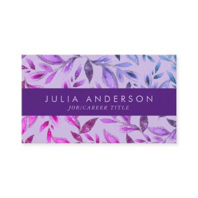 Chic Ombre Purple Violet Botanical Leaves Pattern
