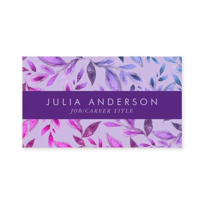Chic Ombre Purple Violet Botanical Leaves Pattern