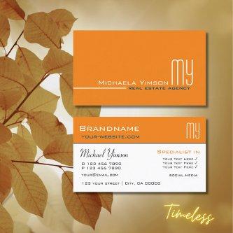 Chic Orange and White with Initials Professional
