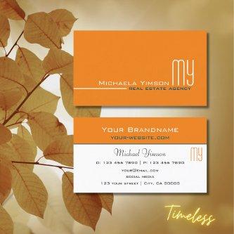 Chic Orange and White with Monogram Professional