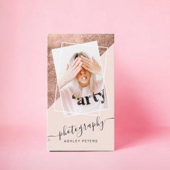 Chic photography blush pink rose gold script photo