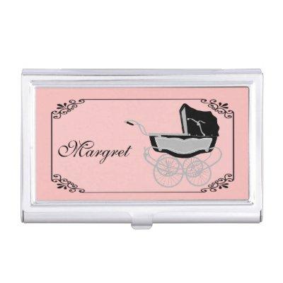 Chic Pink and Black Baby Pram  Holder