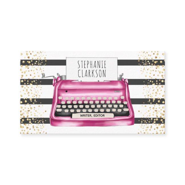 Chic Pink Typewriter Writer Editor Author
