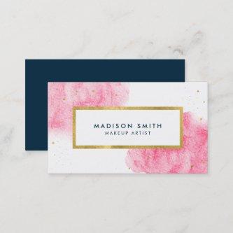 Chic Pink Watercolor Faux Gold