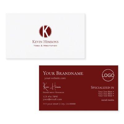 Chic Plain White Wine Red with Monogram and Logo