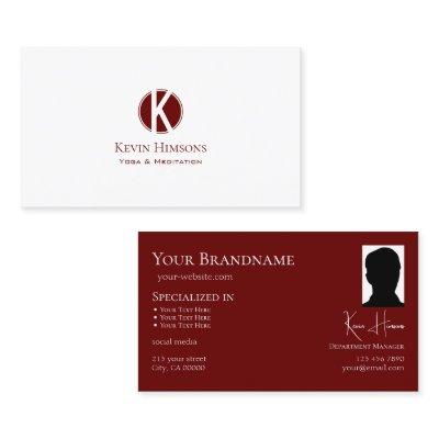 Chic Plain White Wine Red with Monogram and Photo