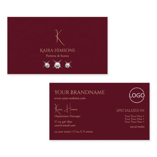 Chic Plain Wine Red with Monogram Logo and Jewels