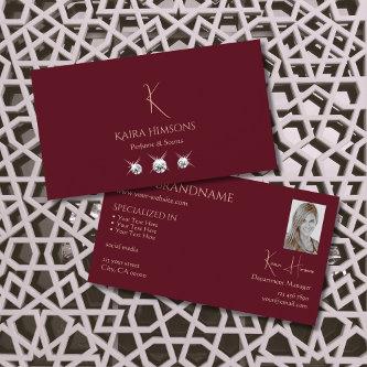 Chic Plain Wine Red with Monogram Photo and Jewels