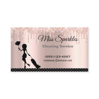 Chic Polka Dot Glitter Drip Maid Cleaning Services