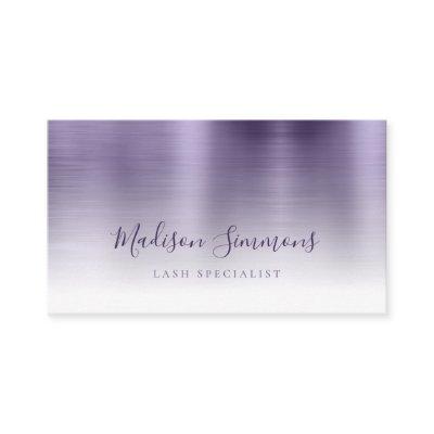 Chic Purple Brushed Metal Monogram Stylish Script