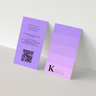 Chic Purple Lilac Ombre Classic Monogram QR Code