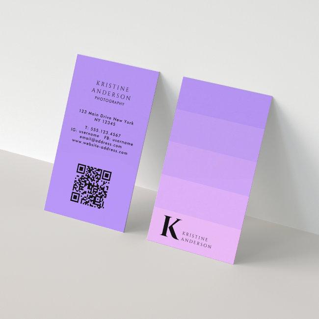 Chic Purple Lilac Ombre Classic Monogram QR Code