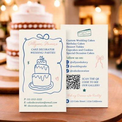 Chic Retro French Scribbles cake decorator qr code