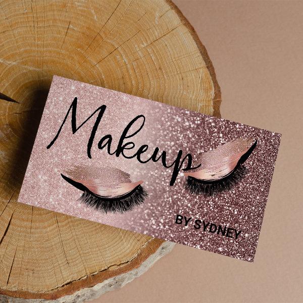 Chic Rose Gold Blush Pink Glitter Makeup Artist