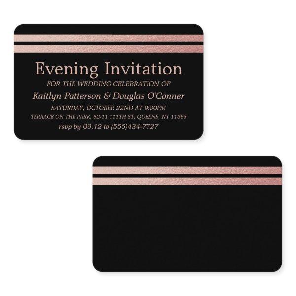 Chic Rose Gold Foil Stripes Evening Event Ticket