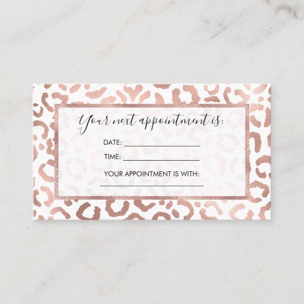 Chic Rose Gold Leopard Cheetah Animal Print Appointment Card