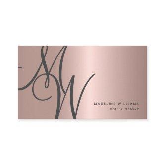 Chic Rose Gold Monogram Script Initials Stylist