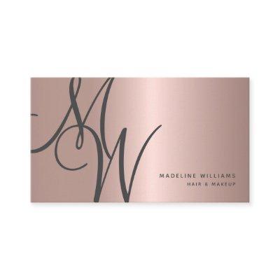 Chic Rose Gold Monogram Script Initials Stylist