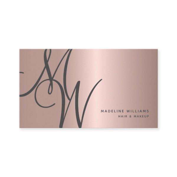 Chic Rose Gold Monogram Script Initials Stylist