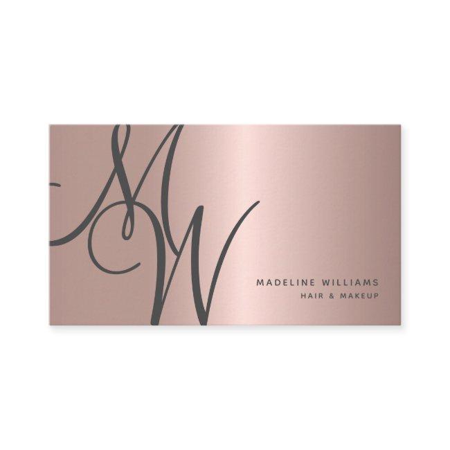 Chic Rose Gold Monogram Script Initials Stylist