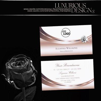 Chic Rose Gold White with Logo and Sparkly Diamond