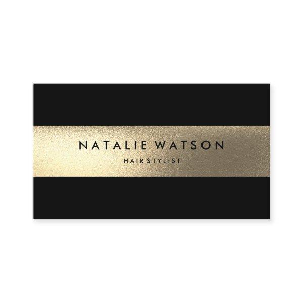 Chic Rough FAUX Gold Stripe Black Modern Elegant