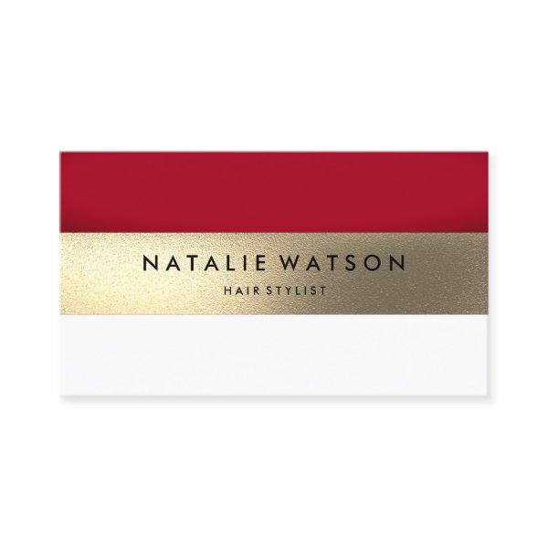 Chic Rough FAUX Gold Stripe Red Modern Elegant 2