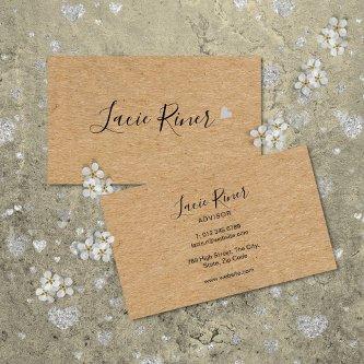 Chic Script Silver Love Heart Rustic Kraft