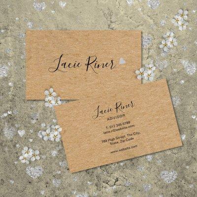 Chic Script Silver Love Heart Rustic Kraft