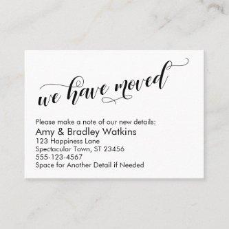 Chic Script Typography We Have Moved Handout Card