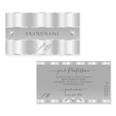 Chic Silver Light Gray Sparkling Diamonds Initials
