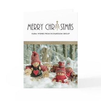CHIC SILVER MERRY CHRISTMAS BUSINESS HOLIDAY PHOTO CARD