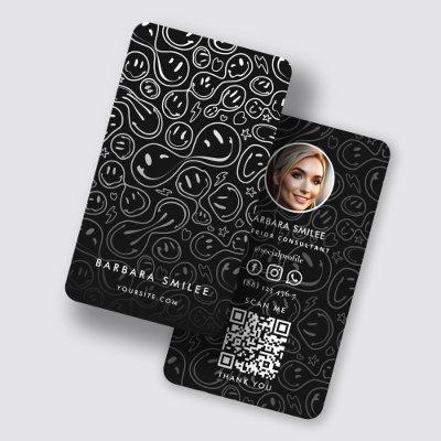 Chic Smiling Face Melting Smile Pattern Black