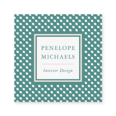 Chic Teal and Blush Geometric Pattern Square