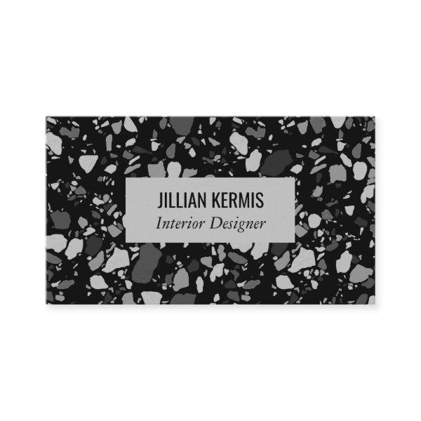 Chic terrazzo elegant grayscale black grey