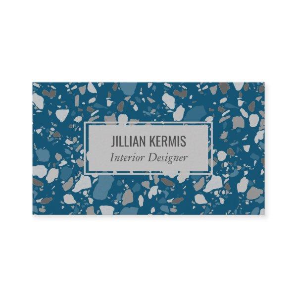 Chic terrazzo elegant grayscale blue grey