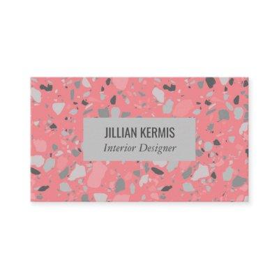 Chic terrazzo elegant grayscale pink grey