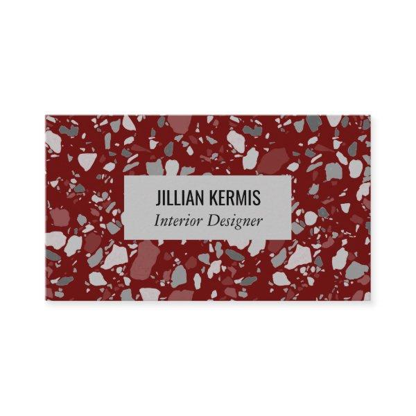 Chic terrazzo elegant grayscale red grey