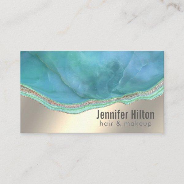 Chic turquoise agate geode professional  gold foil