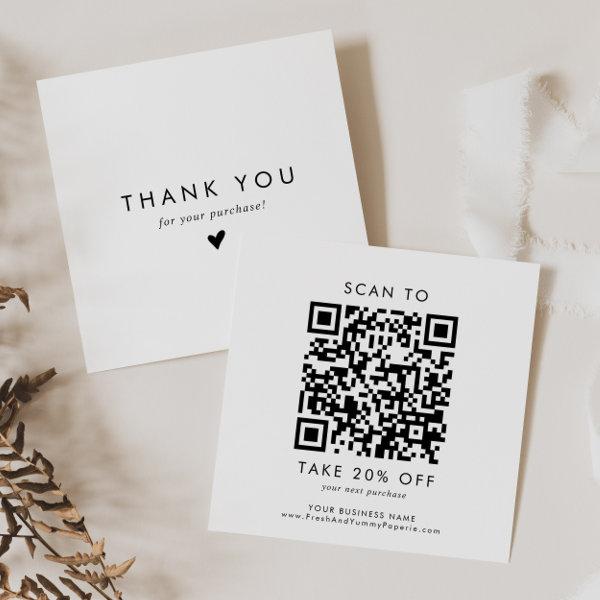 Chic Typography Business QR Code Thank You Discount Card