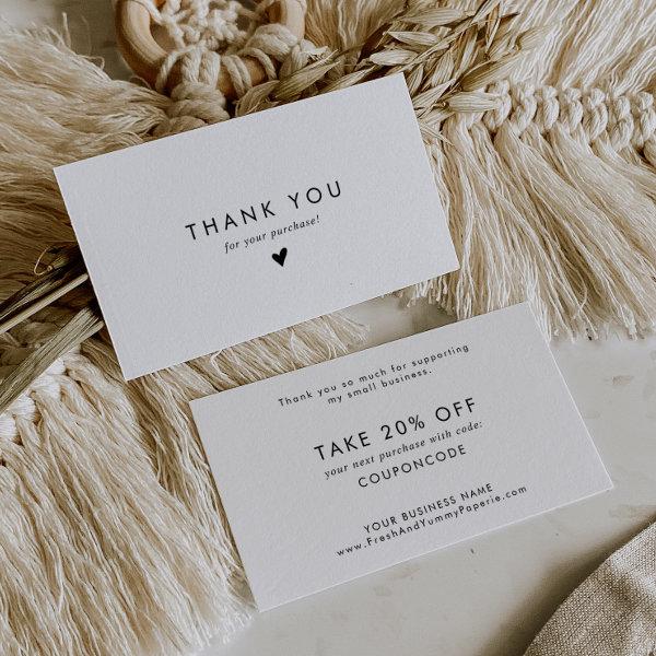 Chic Typography Business Thank You Discount Card