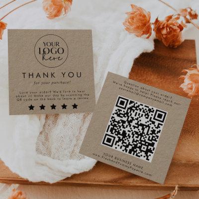 Chic Typography Kraft Logo QR Code Leave A Review Square