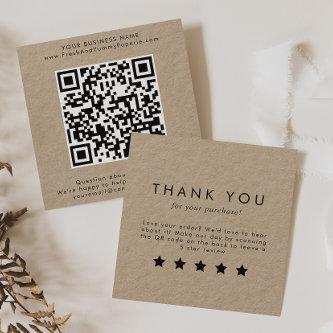 Chic Typography Kraft Paper QR Code Leave A Review Square