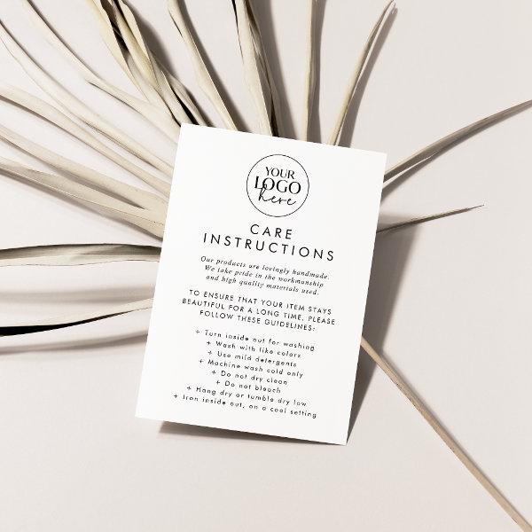 Chic Typography Logo Product Care Instructions Enclosure Card